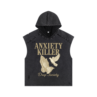 Snow Washed Boxy Hooded Tank Top ODMPOD