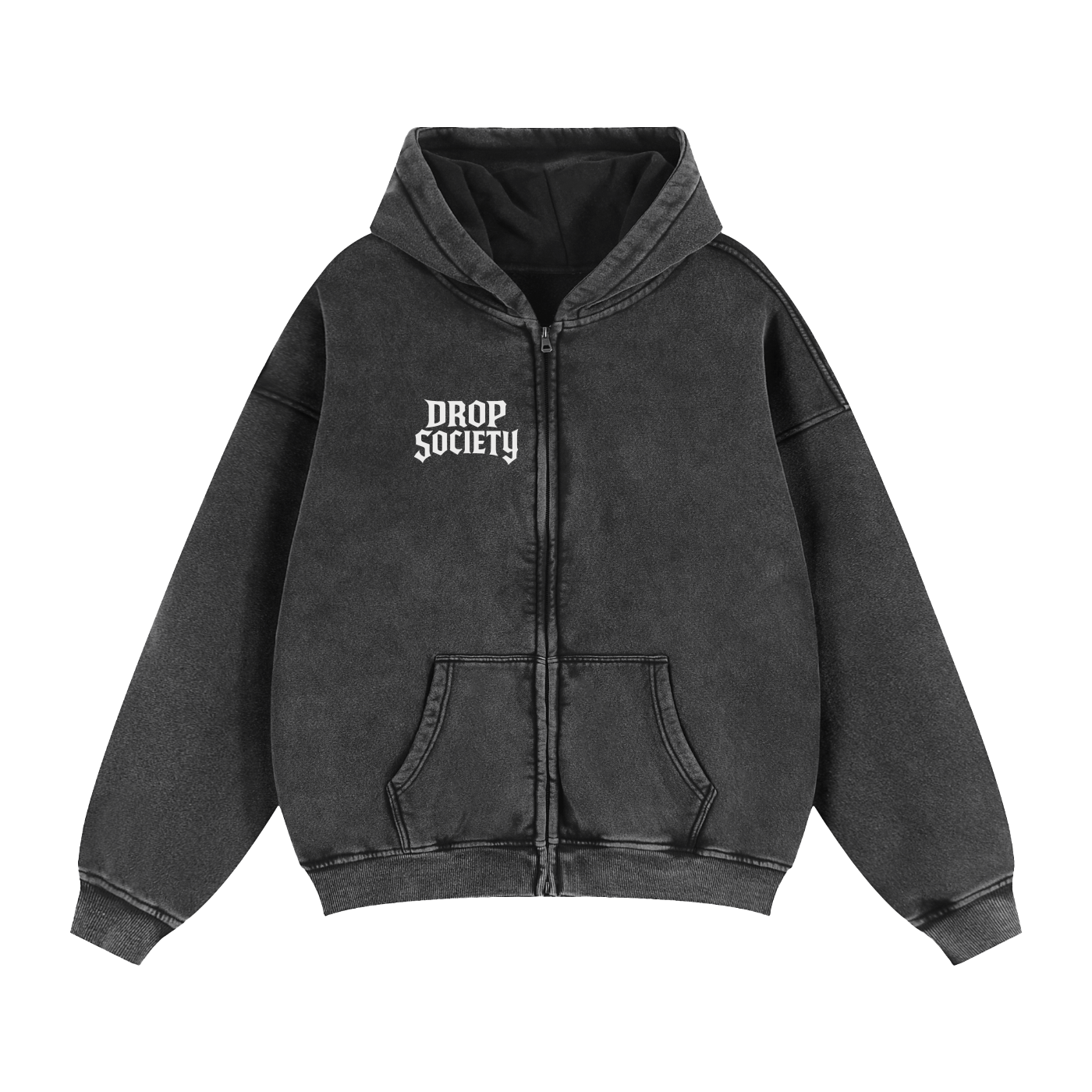 Zip-Through Boxy Fleece Hoodie – Drop Society