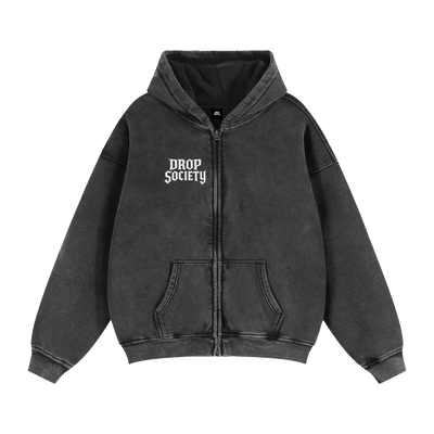 Drop "OFFICIAL" Zip-Through Boxy Fleece Hoodie ODMPOD