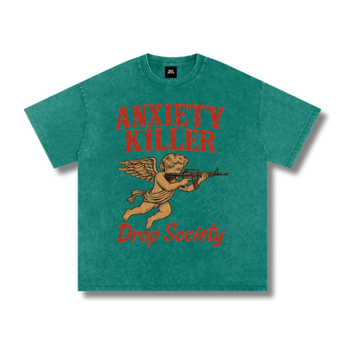 "ANXIETY KILLER" Acid Wash Oversized T-Shirt ODMPOD