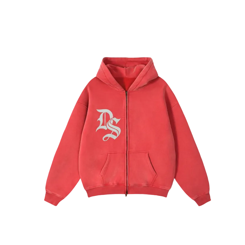 Initial Full Zip Boxy Fleece Hoodie 