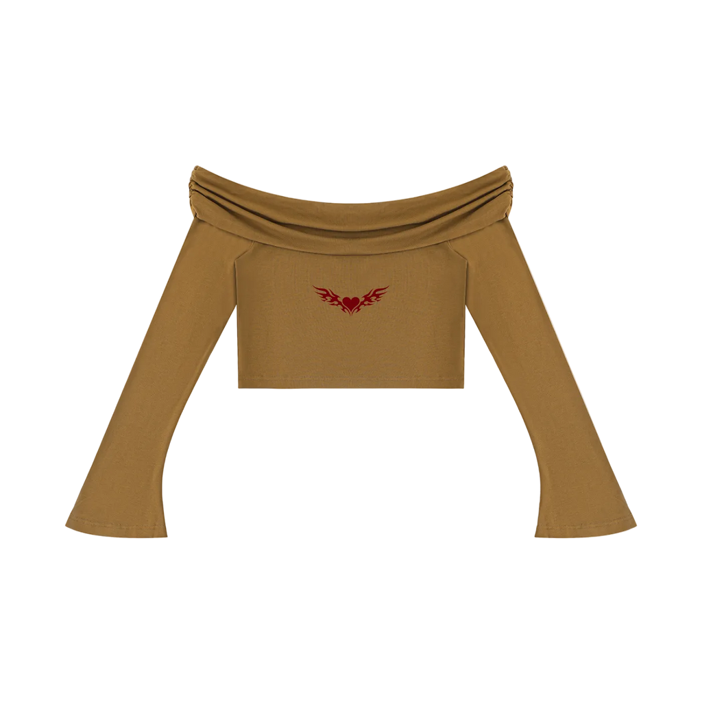 Sovereign Heart Off Shoulder Cropped Shirt ODMPOD