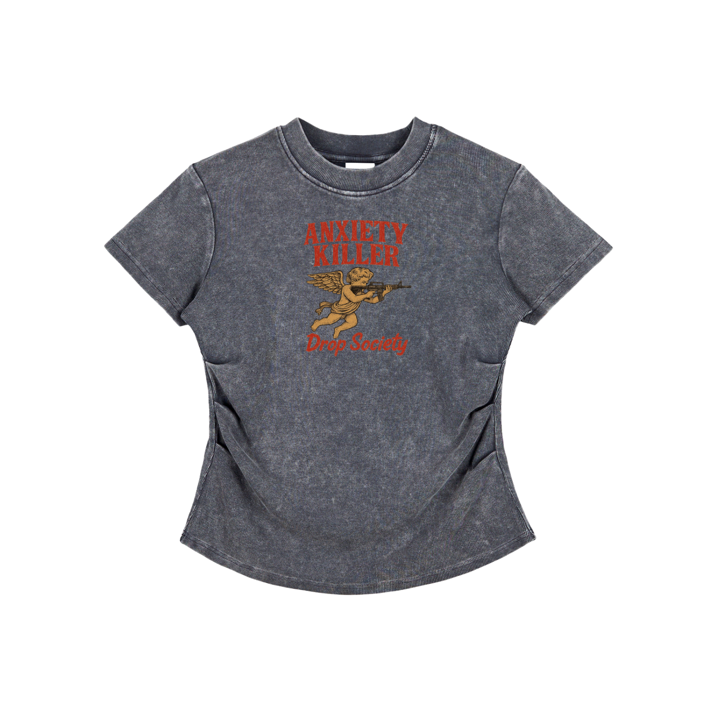 Vintaged-Wash Bodycon Cotton T-Shirt ODMPOD