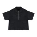 Unisex Vintage Wash Boxy Quarter-Zip Denim Shirt ODMPOD