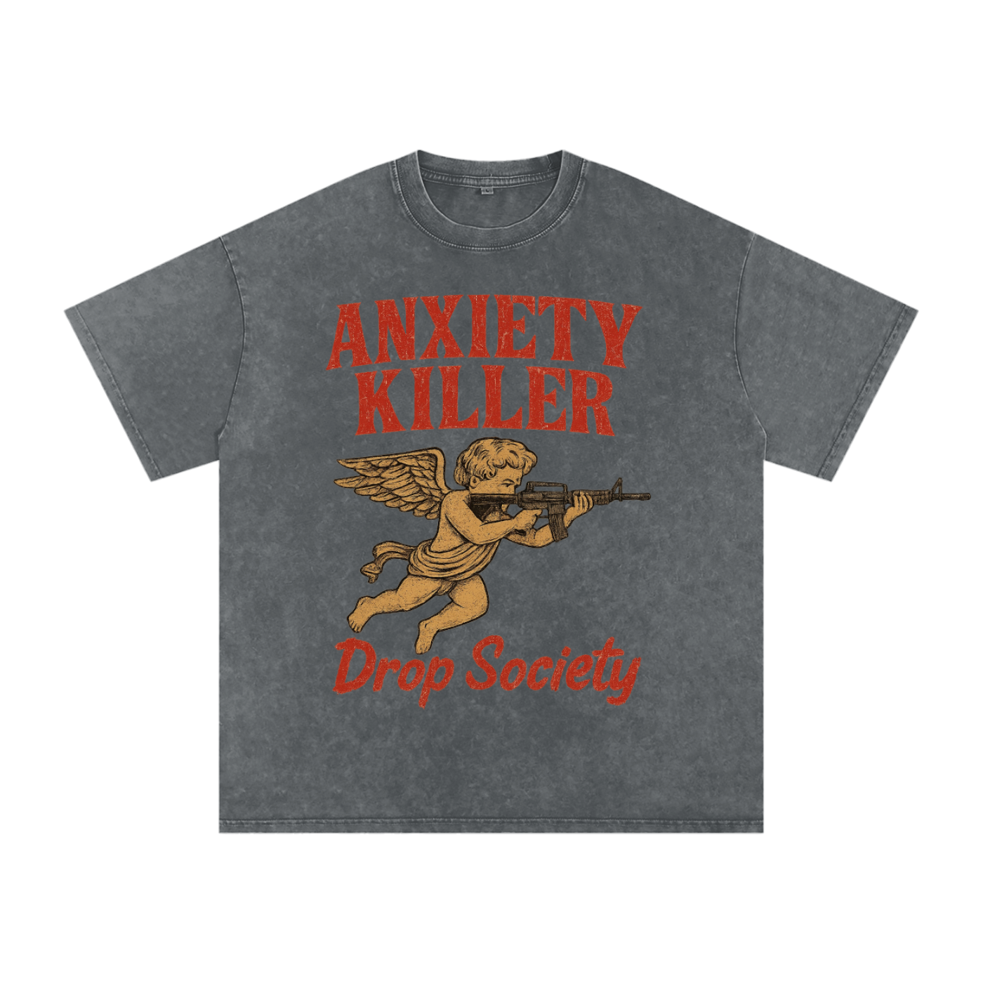 "ANXIETY KILLER" Acid Wash Oversized T-Shirt ODMPOD