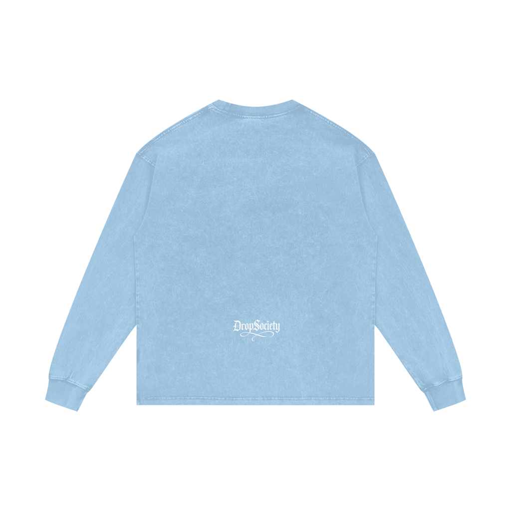 Drop Signature Acid Wash Oversize Long Sleeve T-Shirt ODMPOD
