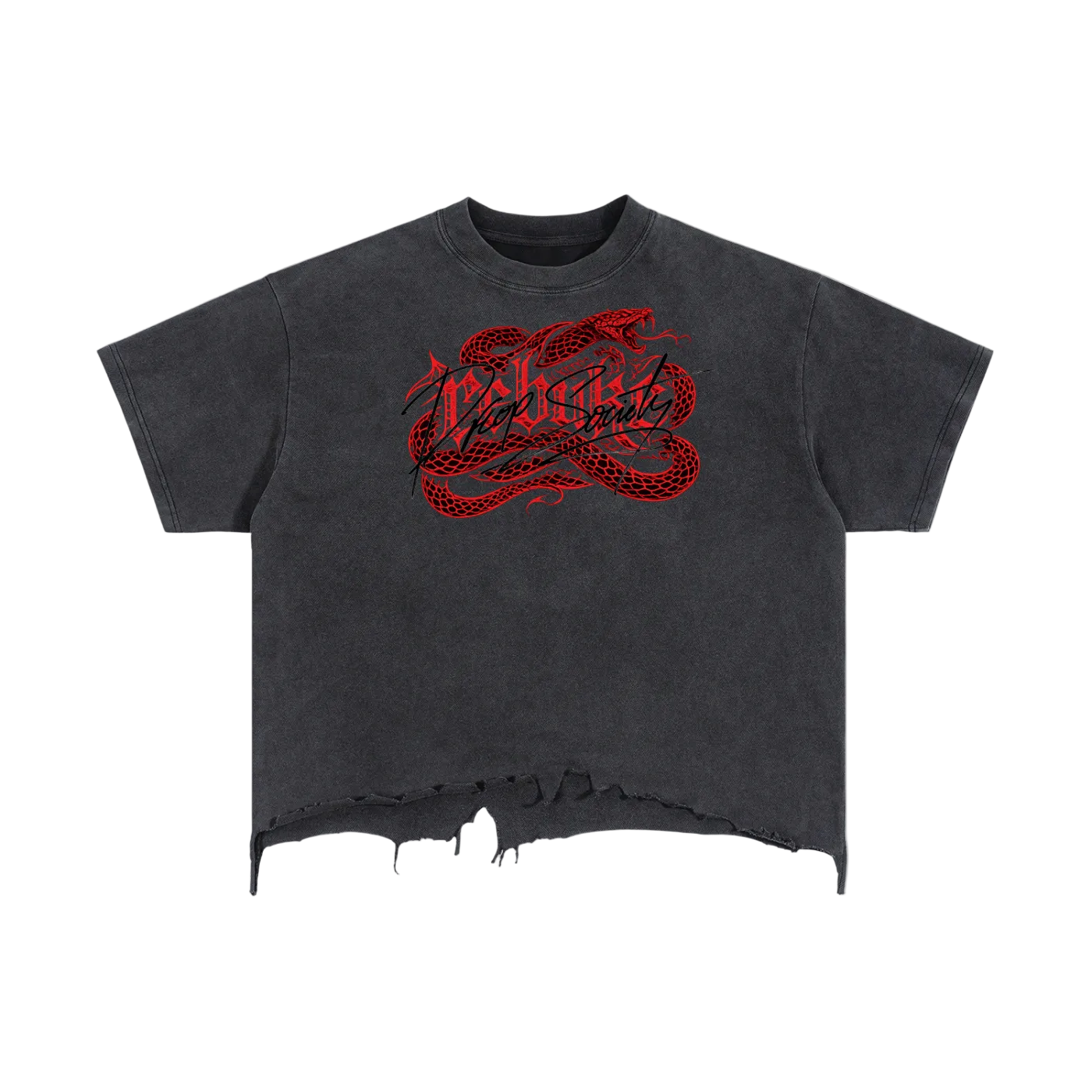 Rebuke Vintage Wash Boxy Distressed Hem T-Shirt ODMPOD