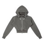 Vamp Initial Vintage Washed Cropped Fleece Hoodie ODMPOD
