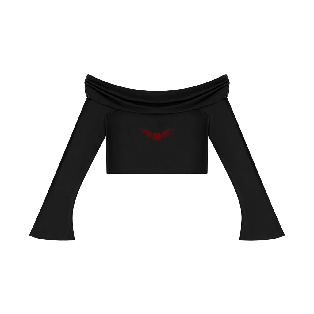 Sovereign Heart Off Shoulder Cropped Shirt ODMPOD