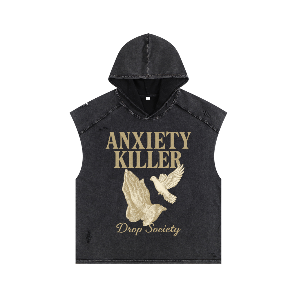 Snow Washed Boxy Hooded Tank Top ODMPOD