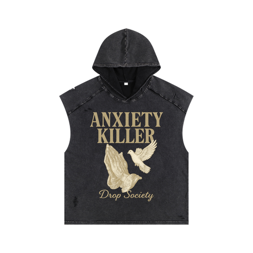 Snow Washed Boxy Hooded Tank Top ODMPOD