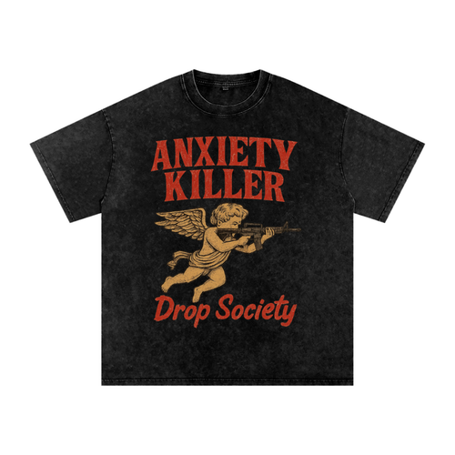 "ANXIETY KILLER" Acid Wash Oversized T-Shirt ODMPOD