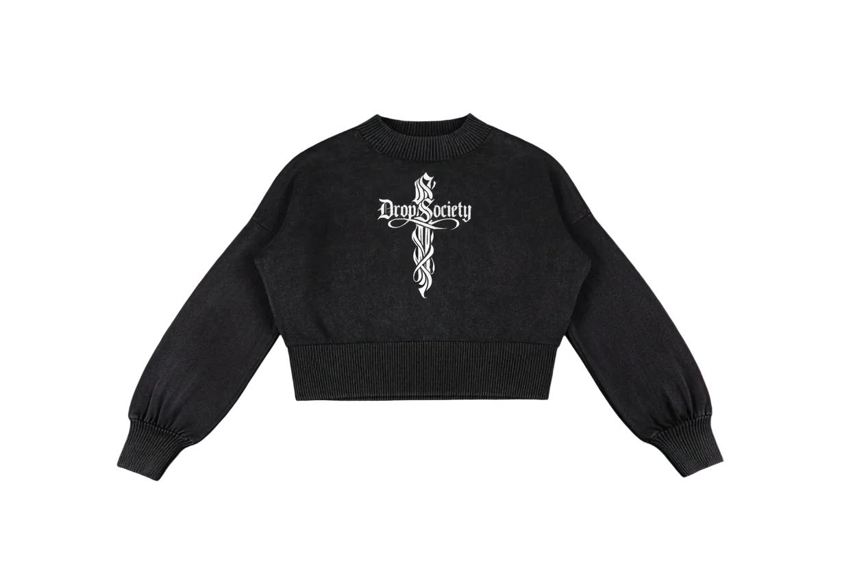 Perfect Sinner  Balloon Sleeve Cropped Sweater ODMPOD