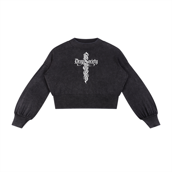 Perfect Sinner  Balloon Sleeve Cropped Sweater ODMPOD