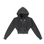 Vamp Initial Vintage Washed Cropped Fleece Hoodie ODMPOD