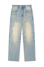 "Perfect Sinner" Sun Fade Raw Hem Denim Jeans ODMPOD