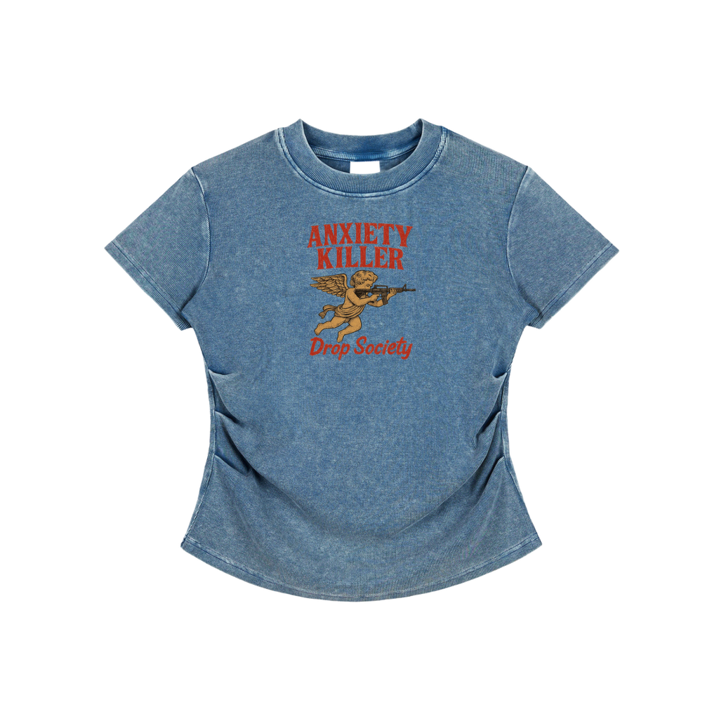 Vintaged-Wash Bodycon Cotton T-Shirt ODMPOD