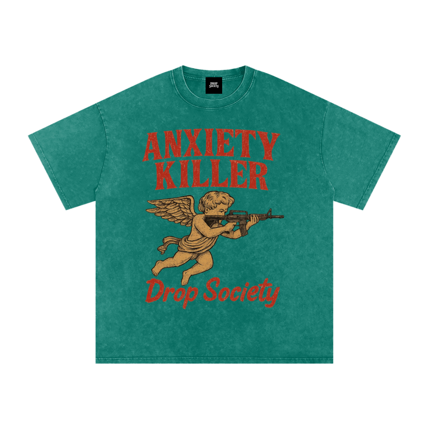 "ANXIETY KILLER" Acid Wash Oversized T-Shirt ODMPOD