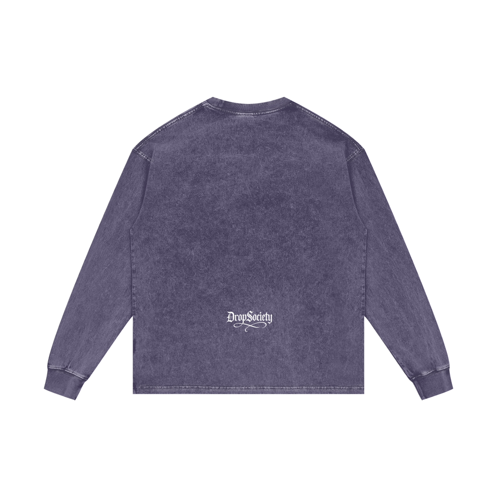 Drop Signature Acid Wash Oversize Long Sleeve T-Shirt ODMPOD