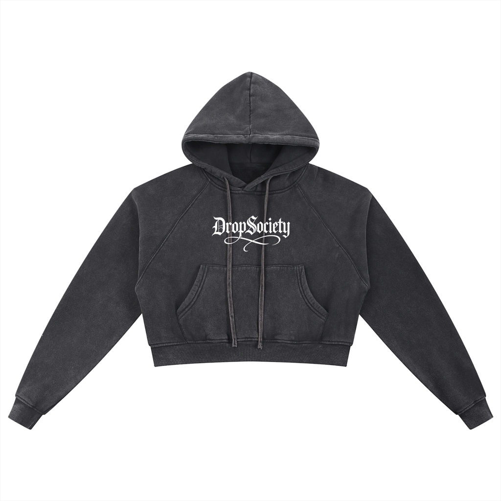 Drop Signature Snow Washed Cropped Hoodie ODMPOD
