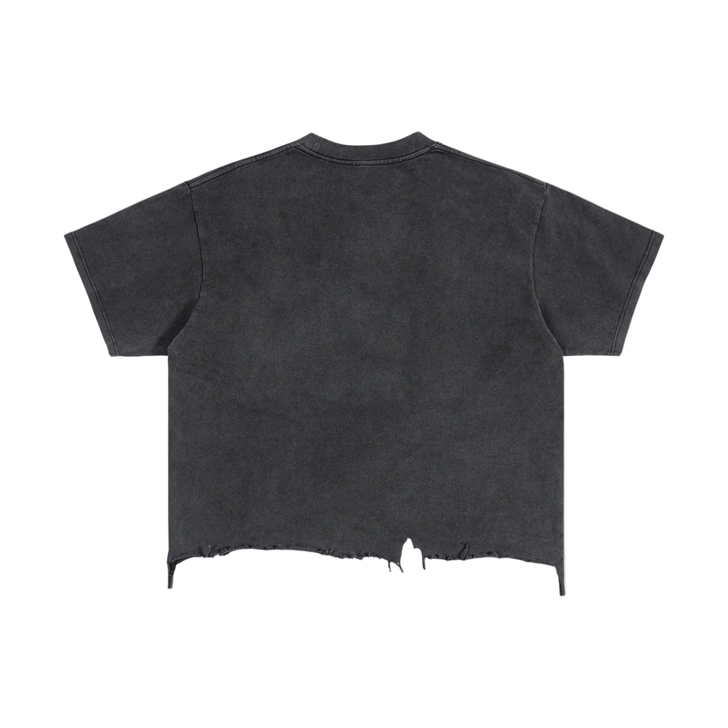 Rebuke Vintage Wash Boxy Distressed Hem T-Shirt ODMPOD