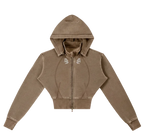 Vamp Initial Vintage Washed Cropped Fleece Hoodie ODMPOD