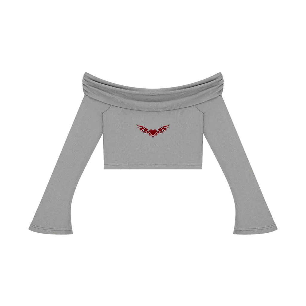 Sovereign Heart Off Shoulder Cropped Shirt ODMPOD