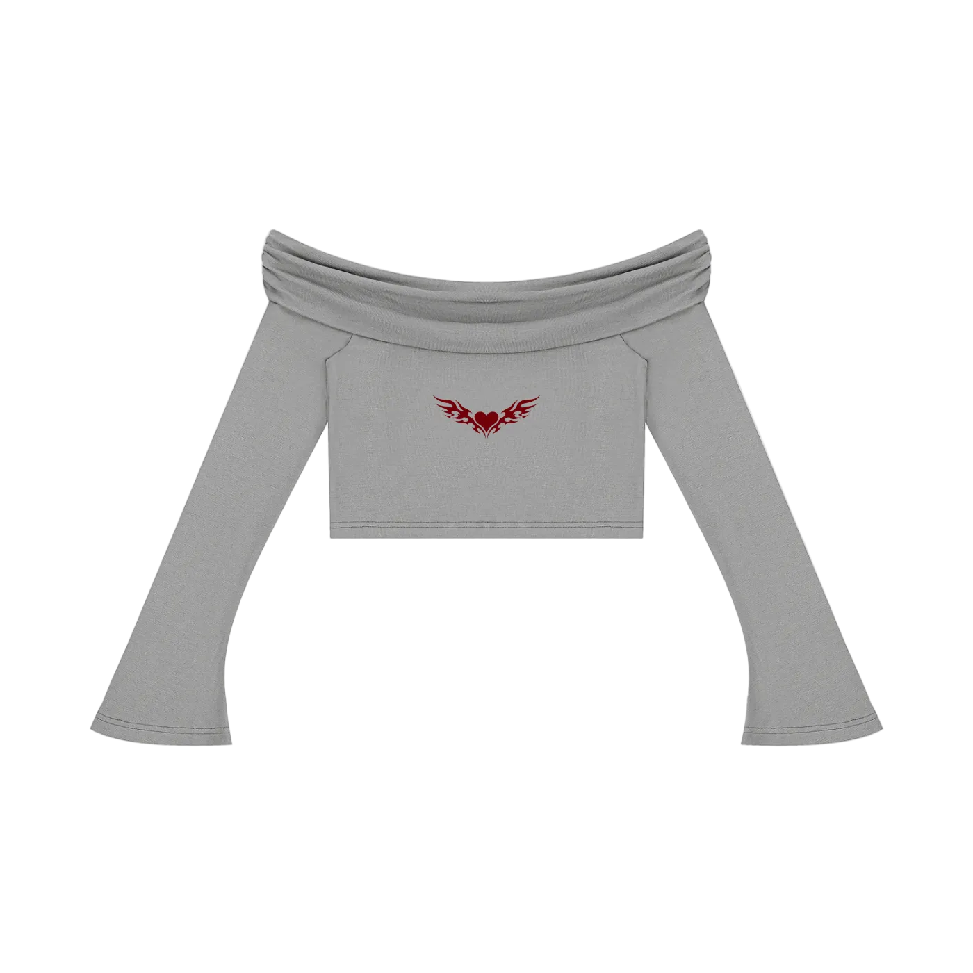 Sovereign Heart Off Shoulder Cropped Shirt ODMPOD