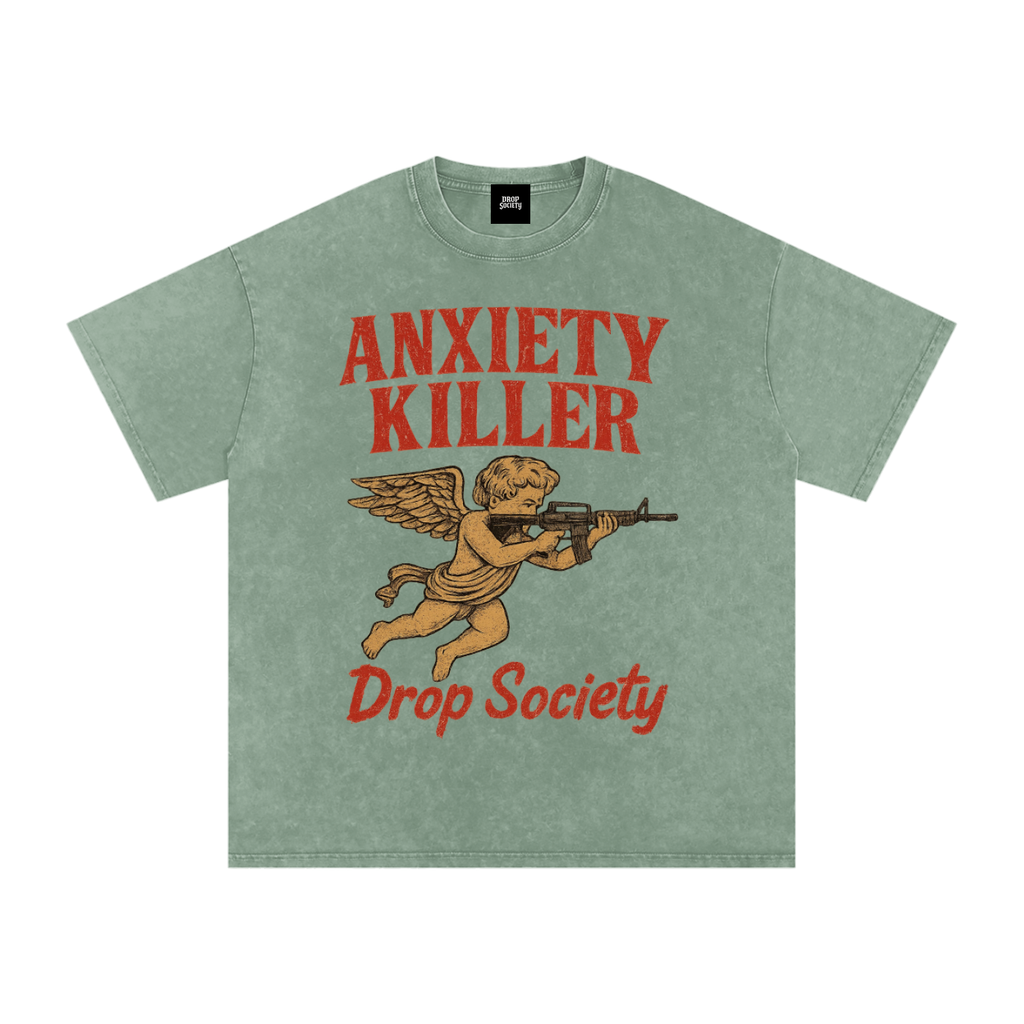 "ANXIETY KILLER" Acid Wash Oversized T-Shirt ODMPOD