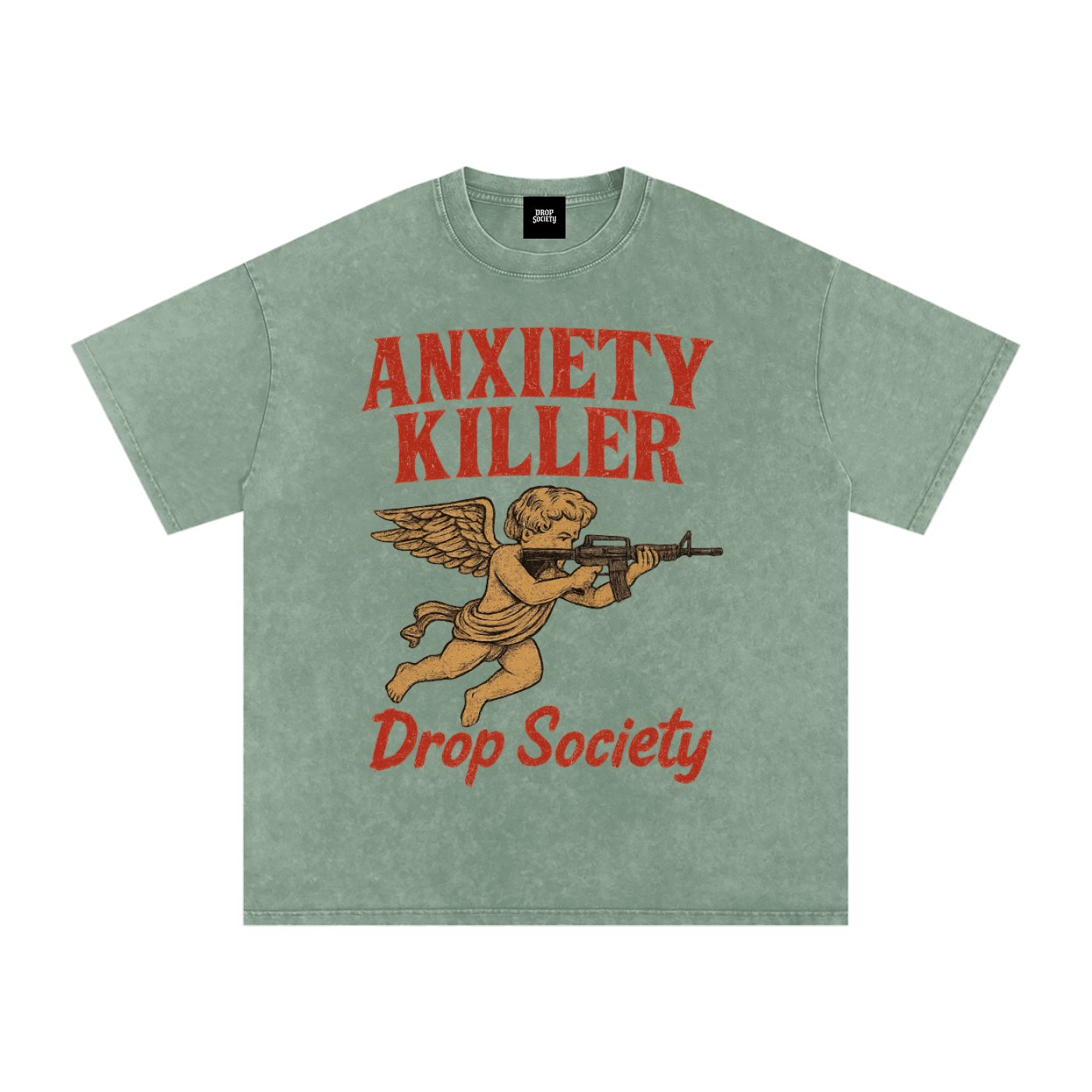 "ANXIETY KILLER" Acid Wash Oversized T-Shirt ODMPOD