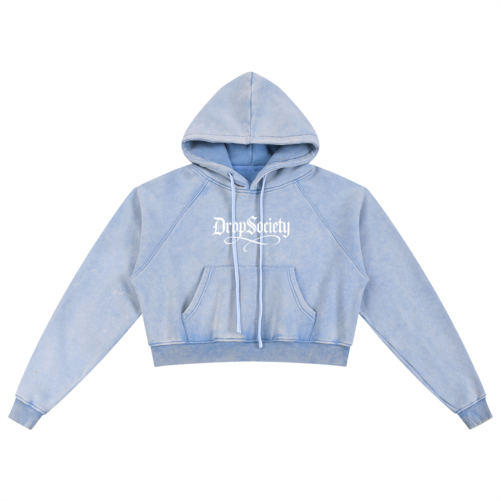 Drop Signature Snow Washed Cropped Hoodie ODMPOD