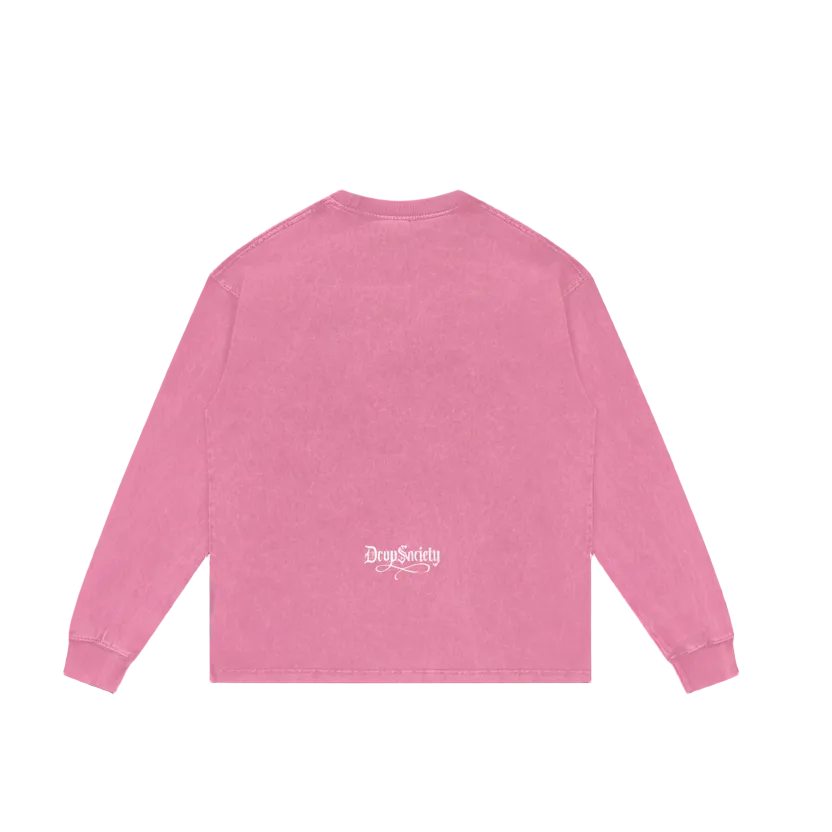 Drop Signature Acid Wash Oversize Long Sleeve T-Shirt 