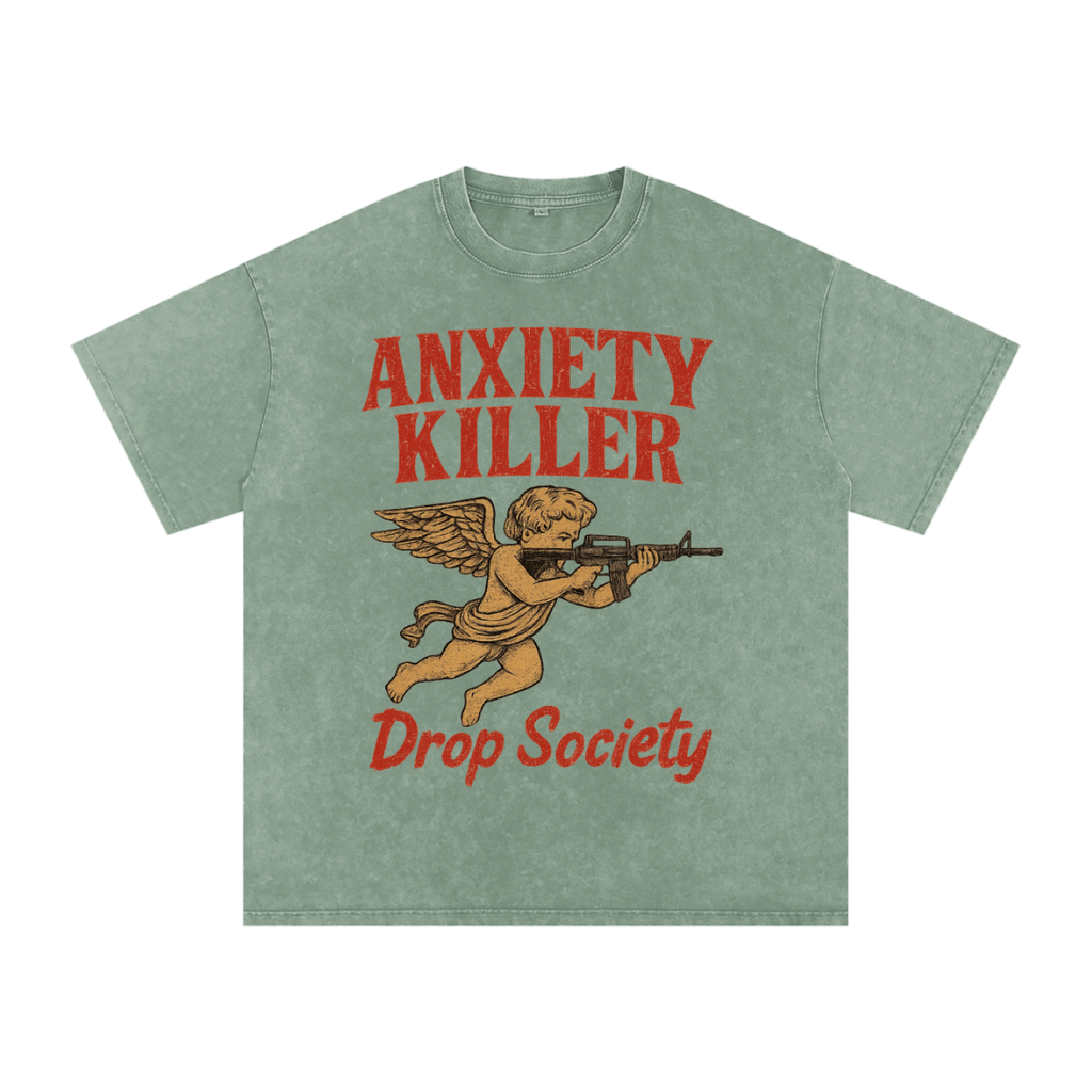 "ANXIETY KILLER" Acid Wash Oversized T-Shirt ODMPOD
