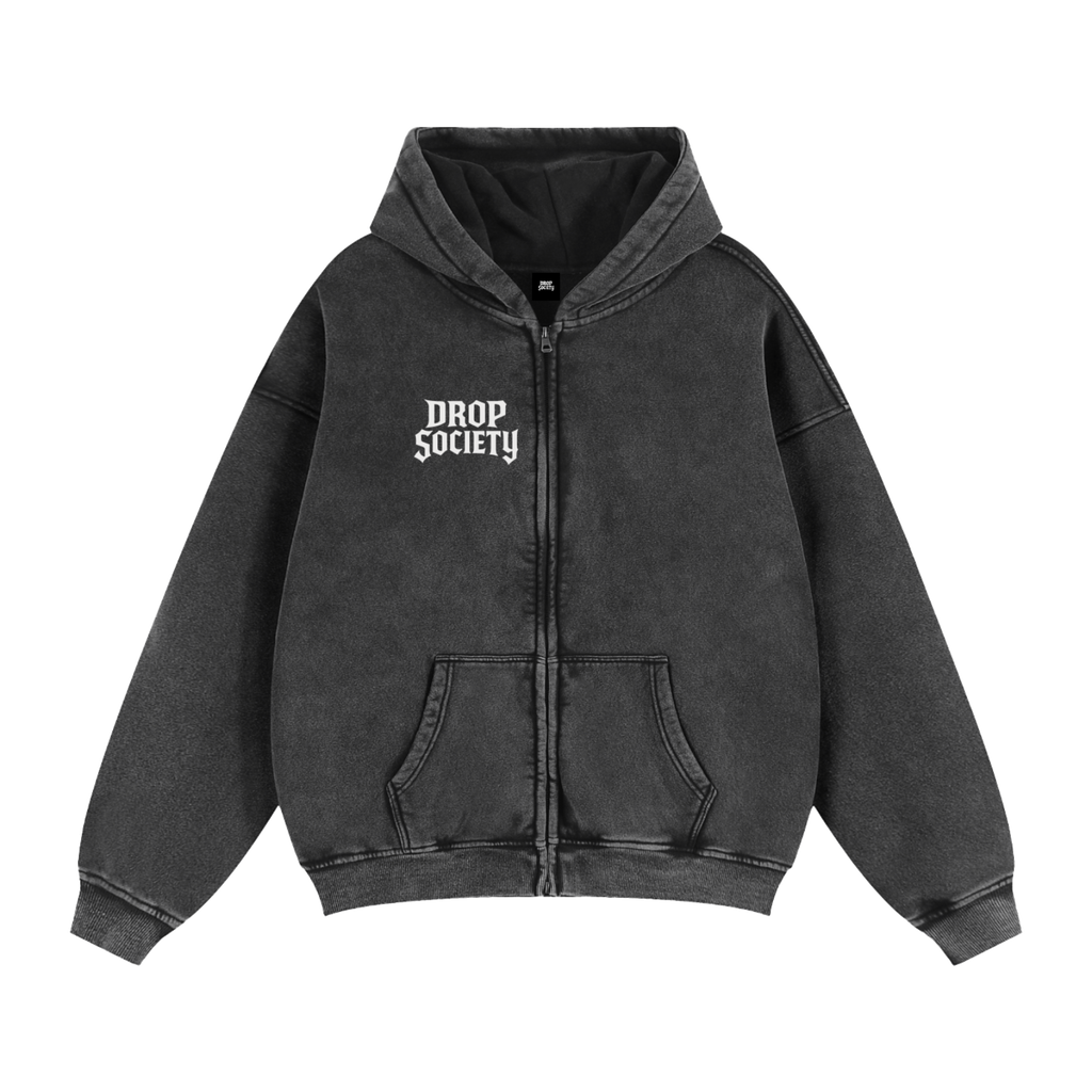 Drop "OFFICIAL" Zip-Through Boxy Fleece Hoodie ODMPOD