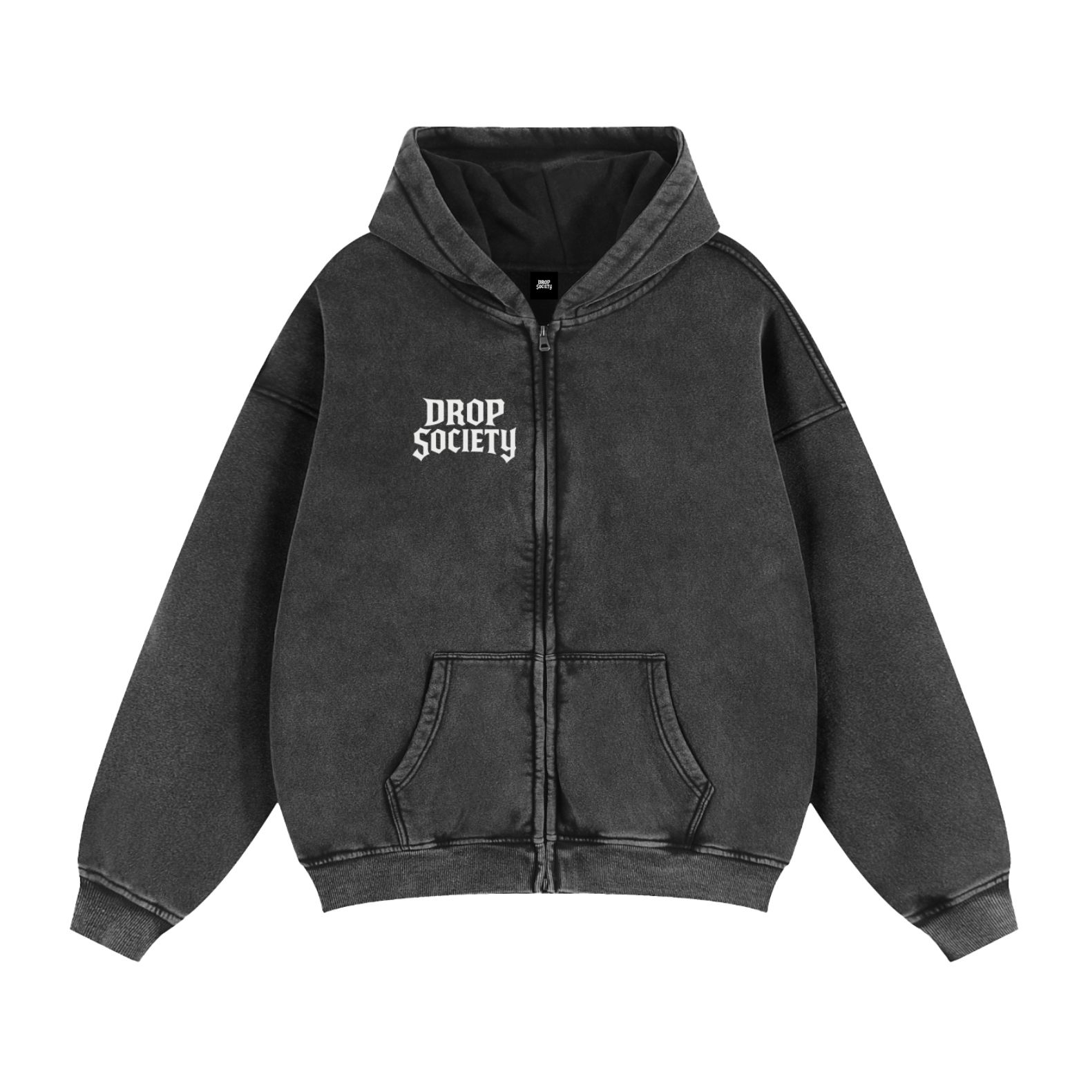 Drop "OFFICIAL" Zip-Through Boxy Fleece Hoodie ODMPOD