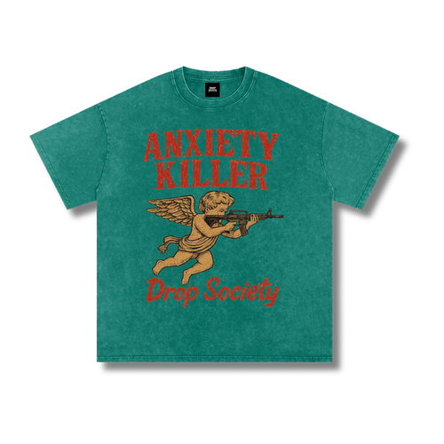 "ANXIETY KILLER" Acid Wash Oversized T-Shirt ODMPOD