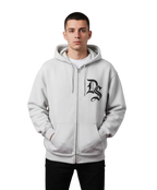 Drop Black Signature Initial Zip-Through Boxy Fleece Hoodie Drop Society
