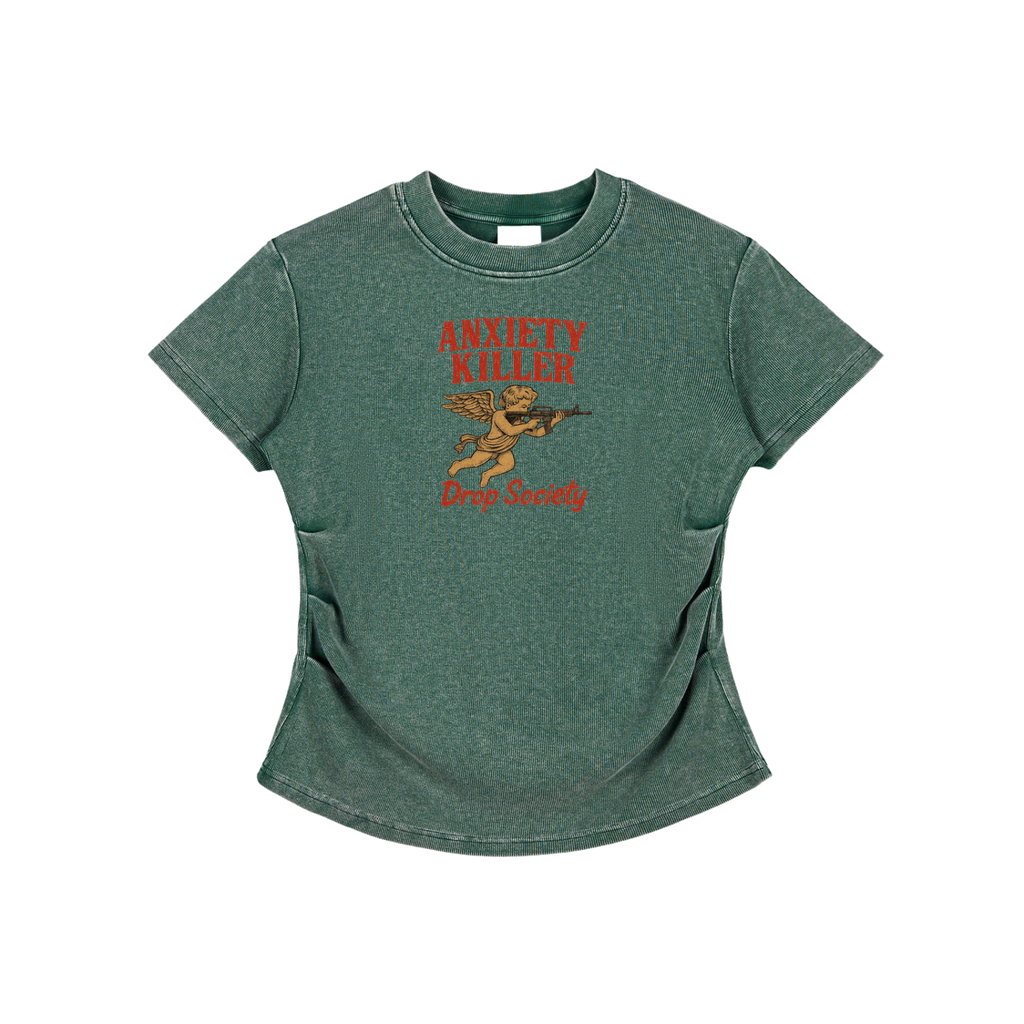 Vintaged-Wash Bodycon Cotton T-Shirt ODMPOD
