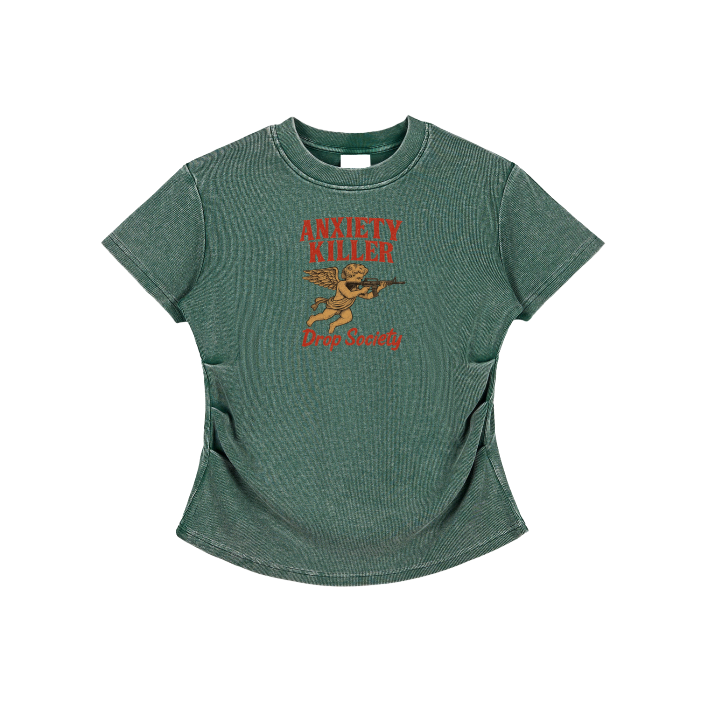 Vintaged-Wash Bodycon Cotton T-Shirt ODMPOD