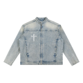 Perfect Sinner Vintage Wash Zip Denim Jacket ODMPOD