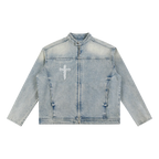 Perfect Sinner Vintage Wash Zip Denim Jacket ODMPOD