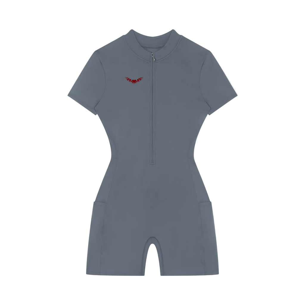 Sovereign Heart Quarter-Zip Short Sleeve Romper Drop Society
