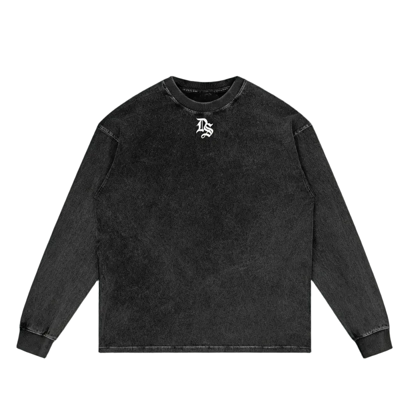 Drop Signature Acid Wash Oversize Long Sleeve T-Shirt 