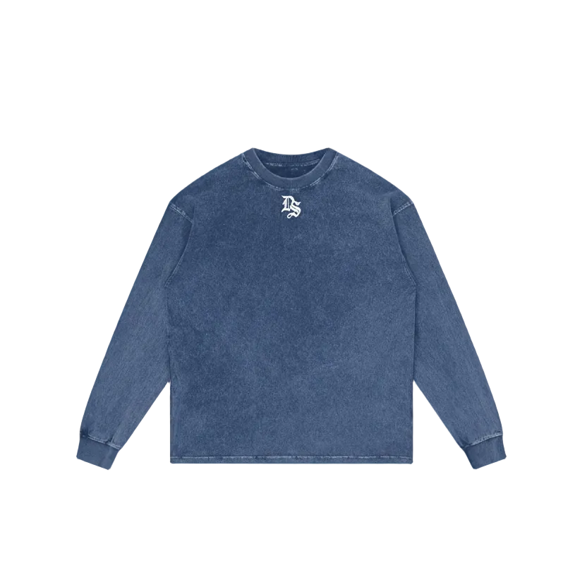 Drop Signature Acid Wash Oversize Long Sleeve T-Shirt 