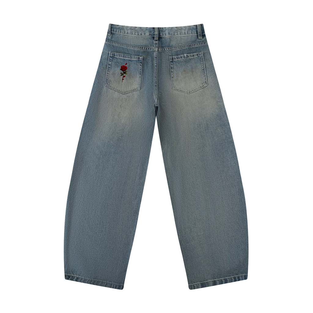 Men's Distressed Barrel Leg Jeans ODMPOD