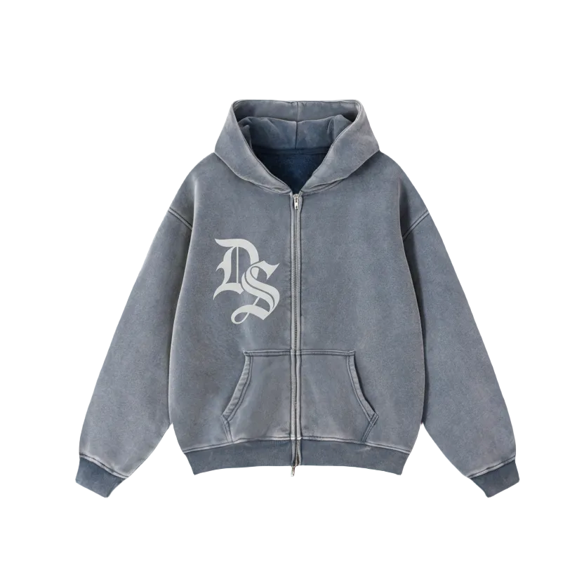 Initial Full Zip Boxy Fleece Hoodie 