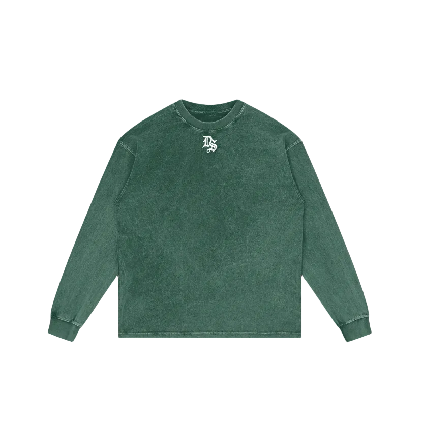 Drop Signature Acid Wash Oversize Long Sleeve T-Shirt 