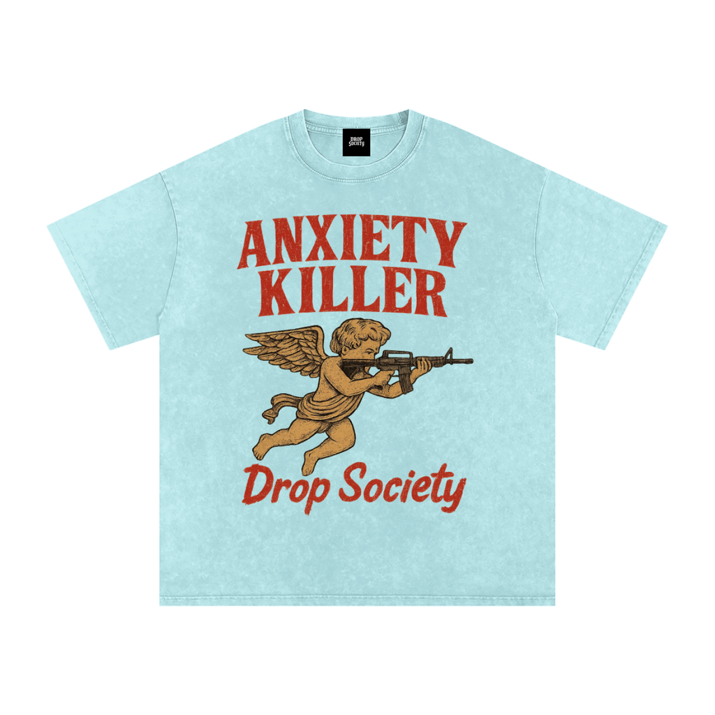 "ANXIETY KILLER" Acid Wash Oversized T-Shirt ODMPOD