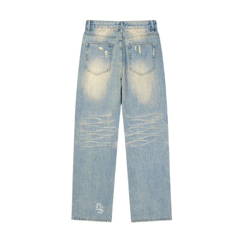 "Perfect Sinner" Sun Fade Raw Hem Denim Jeans ODMPOD