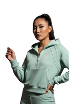 Drop "OFFICIAL" Cropped Half-Zip Hoodie Drop Society